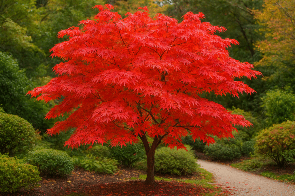 Japanese Acer Tree in Autumn Garden